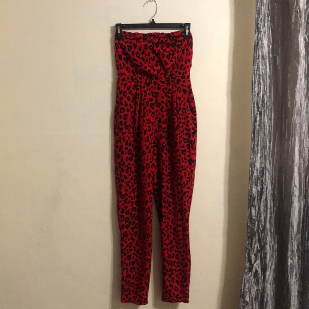 Red and Black Cheetah printer jumpsuit